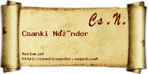Csanki Nándor névjegykártya